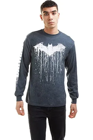 DC Comics Originals Vernice Batman Top Manica Lunga, Grigio Erica Scura, XL Uomo