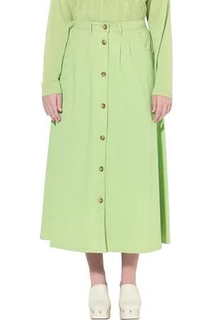 Ulla Popken Chinorock, A-Linie, Knopfleiste, Taschen Gonne, , 56-58 Donna