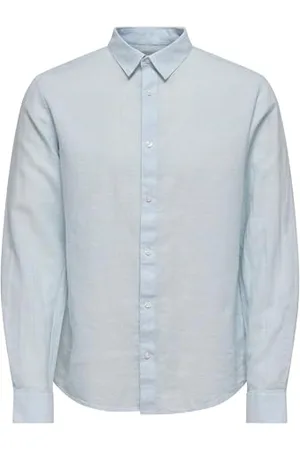Only & Sons Onscaiden LS Solid Linen Shirt Noos Camicia a Maniche Corte, , XS Uomo