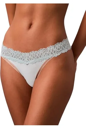Calvin Klein Donna Perizoma Thong con Pizzo, Blu (Ether), XS