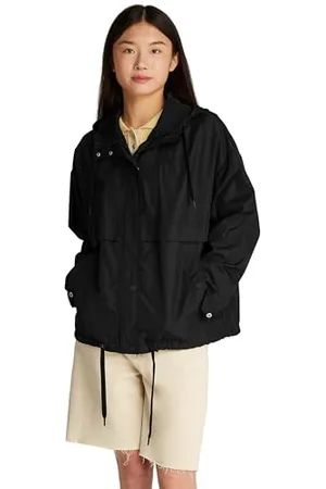 Tommy Hilfiger Donna Giacca a Vento Oversized con Cappuccio, Nero , L
