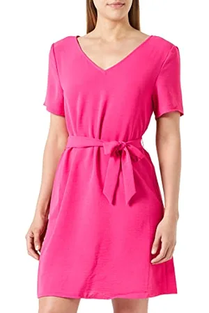 ONLY Onlmette SS V-Neck Dress with Belt Wvn Vestito, , S Donna