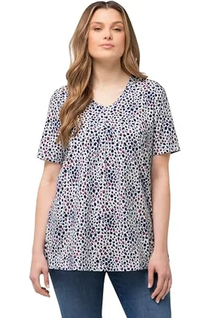 Ulla Popken T-Shirt Scollo a V con Stampa a Tema 832137, , 52/54 IT Donna