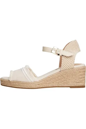 Tommy Hilfiger Fringe Canvas Medium Wedge Fw0fw08879, Espadrillas Zeppa Donna, Beige (Muslin), 38 EU