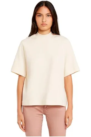 G-Star RAW Moto Logo Mock Top T-Shirt, (Eggnog D23800-c812-g076), S Donna