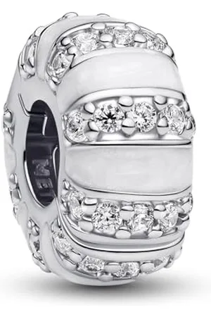 PANDORA Moments 793785C01 - Charm a clip in argento sterling con zirconi, compatibile con braccialetti Moments, 9,2x9,2x4,7 mm, Argento sterling, Zirconia cubica
