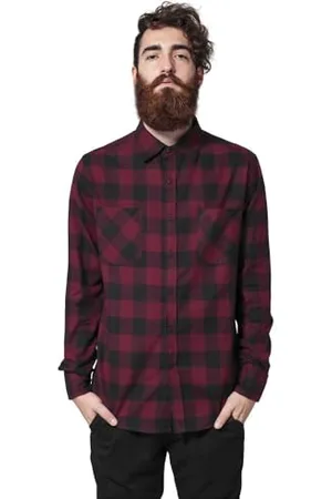 Urban classics Camicia in Flanella a Maniche Lunghe da Uomo, Camicia Casual Lunga con Bottoni per Uomo, Vestibilità Regolare, Cotone Flanella, Colore: , Taglia: 4XL