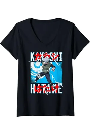 Naruto Donna Shippuden Kakashi Lanciando Lightning Anime Maglietta con Collo a V