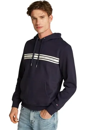 Tommy Hilfiger Uomo Felpa Central Chest Stripe con Cappuccio, Blu (Desert Sky), L