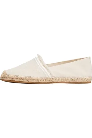 Tommy Hilfiger Donna Espadrillas Fringe Canvas Closed con Logo, Avorio (Muslin), 39