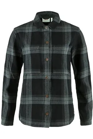 Fjällräven FJALLRAVEN Singi Flannel Overshirt W T-Shirt, Nero-Iron Grigio, XS Donna