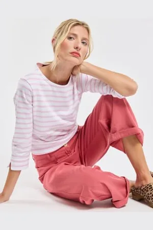 Armor.lux Armor Lux Marinière Manches 3/4 et col Bateau en Coton Rustique Femme Maglione, , M Donna