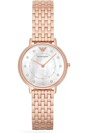 Emporio Armani Orologio da donna, movimento a due lancette, cassa in acciaio inossidabile oro rosa da 32 mm con bracciale in acciaio inossidabile, AR11006