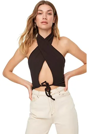 Trendyol Camicetta da Donna Aderente Standard in Tessuto Camicia, , M