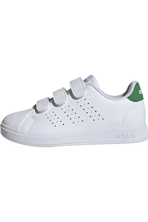 adidas Advantage Base 2.0 Shoes Children, Scarpe da Tennis Unisex-Adulto, Cloud White/Cloud White/Green, 32 EU