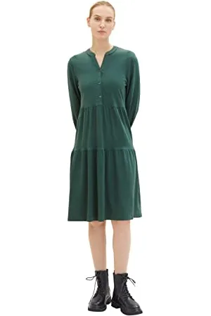 TOM TAILOR 1035221 Vestito, (18601-Pineneedle Green), 34 Donna