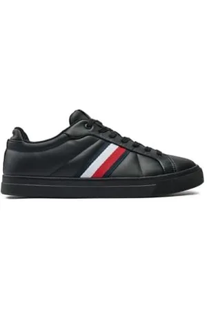 Tommy Hilfiger Uomo Sneakers Icon Court Stripes Profilo Basso, (Black), 40
