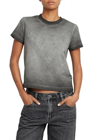 G-Star Donna Overdyed Micro Boxy Top, (dk black gd D26078-D756-B564), XS
