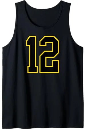 Sports Numbers Store Numero 12 in stile sportivo universitario e giallo Canotta