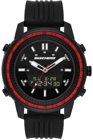 Skechers Orologio Wilkie Uomo, Movimento AnaDigi, 50 mm Cassa in Policarbonato Nero con Cinturino in Silicone, SR5154