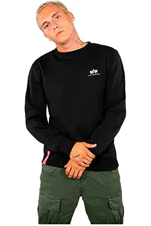 Alpha Industries Basic Sweater Felpa con Logo Piccolo da Uomo Maglione, Black, XXL