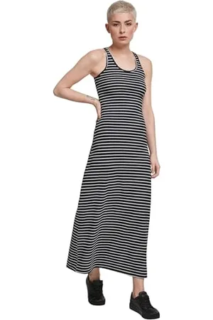 Urban classics Ladies Long Racer Back Dress Vestito, (Black/White 00826), 42 (Taglia Produttore: S) Donna
