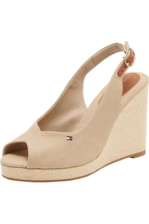 Tommy Hilfiger Donna Espadrillas Wedge Flag High Slingback con Cinturino alla Caviglia, Beige (Horseradish), 41