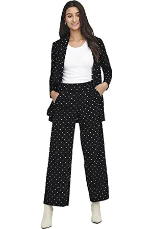 JDY Geggo New Long Pant Jrs Noos Pantaloni plissettati, Nero/AOP: CD Dots, 64 Donna