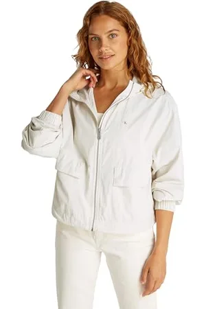 Calvin Klein Cotton Nylon Windbreaker Jacket J20J225210 Giacca a Vento, (Tofu), M Donna