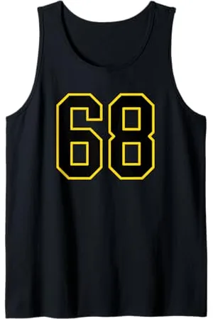 Sports Numbers Store Numero 68 in stile sportivo universitario e giallo Canotta