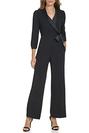 DKNY Donna Manica Lunga Crepe Con Raso Colletto, , 8