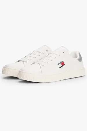 Tommy Hilfiger (New Tjw Logo Sneaker Ess En0en02703, Basso Top Donna, White (Ecru/Silver), 40 EU