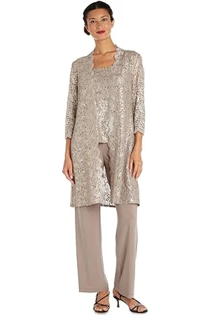 R & M Richards Abito da Donna con Pantaloni in Pizzo con Paillettes, , 48
