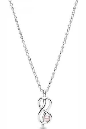 PANDORA Moments 393762C01-50 - Collana in argento sterling con zirconi e perle artificiali, 50 cm, 50 cm, Argento sterling, Zirconia cubica
