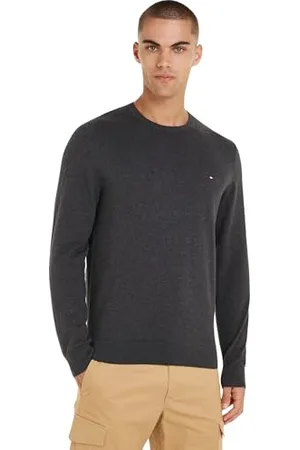 Tommy Hilfiger DE Cotton Crew Neck MW0MW32026 Maglioni, (Dark Grey Heather), XS Uomo