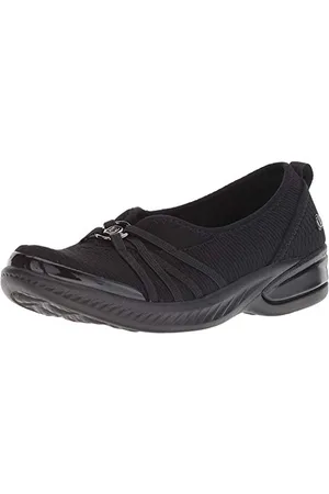 Bzees Womens Niche Fabric Round Toe Mary Jane Flats, Black, Size 6.0