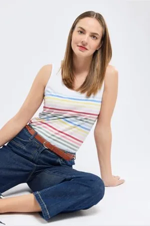 Armor.lux Débardeur Rayé 10 Couleurs col Rond En Coton Léger Femme Canottiera da Donna