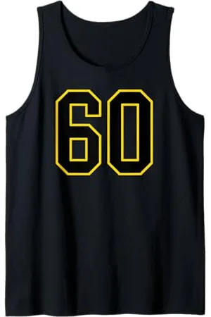 Sports Numbers Store Numero 60 in stile sportivo universitario e giallo Canotta