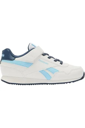 Reebok Royal Jog 3.0 Elastic & Top Strap, Scarpe da Ginnastica, Ftwrwhite-Blu Digitale Batikblue, 25.5 EU