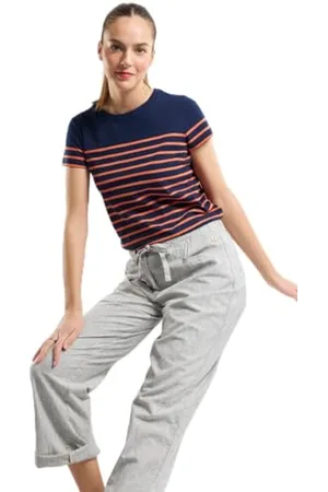 Armor.lux Armor Lux Marinière Etel À Manches Courtes et col Bateau en Coton Léger Femme T-Shirt, , L Donna