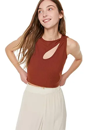 Trendyol Woman Loungewear Fitted Bodycon Crew Neck Woven Blouse Camicia, , S Donna