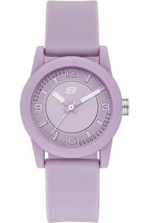 Skechers Orologio Rosencrans da donna, movimento a tre lancette, cassa in policarbonato viola da 30 mm con cinturino in silicone, SR6214