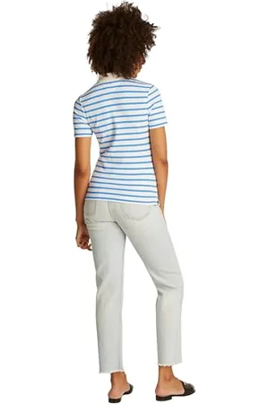 Tommy Hilfiger Maglietta Polo Maniche Corte Donna Slim Fit, Multicolore (Ecru/Blue Spell STP), M