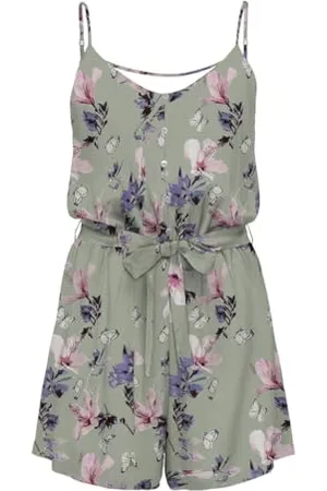 ONLY Onlnova Life Meyer Playsuit AOP Ptm Tuta Intera, Lily Pad 496-Farfalla Floreale, 36 Donna