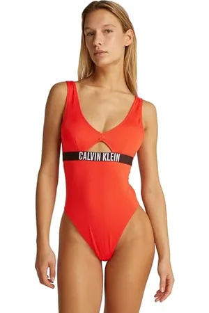 Calvin Klein One Piece Fashion Fit, Altri Costumi da Bagno Donna, (Flaming Chili), L