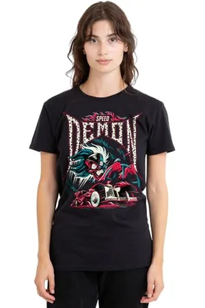 Disney Cruella De Vil, Speed Demon 101 Dalmatians Ladies T Shirt, Black, , M Donna