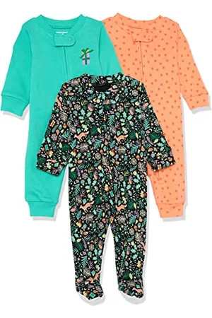 Amazon Pigiama Senza Piedini in Cotone Aderente Unisex Bimbi, Pacco da 3, , 0-3 Mesi