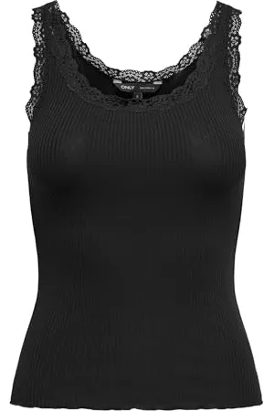 ONLY Onlsara Sharai Lace Tank Top Jrs Noos Canotta Basic Senza Maniche Scollo A U E Dettaglio in Pizzo, , M Donna
