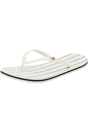 Tommy Hilfiger Donna Infradito Strap Beach Sandals con Logo, Avorio (Ivory), 38