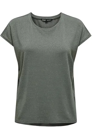 ONLY Onlclaudia S/S Glitter Stripe Top Jrs T-Shirt, Verde, M Donna